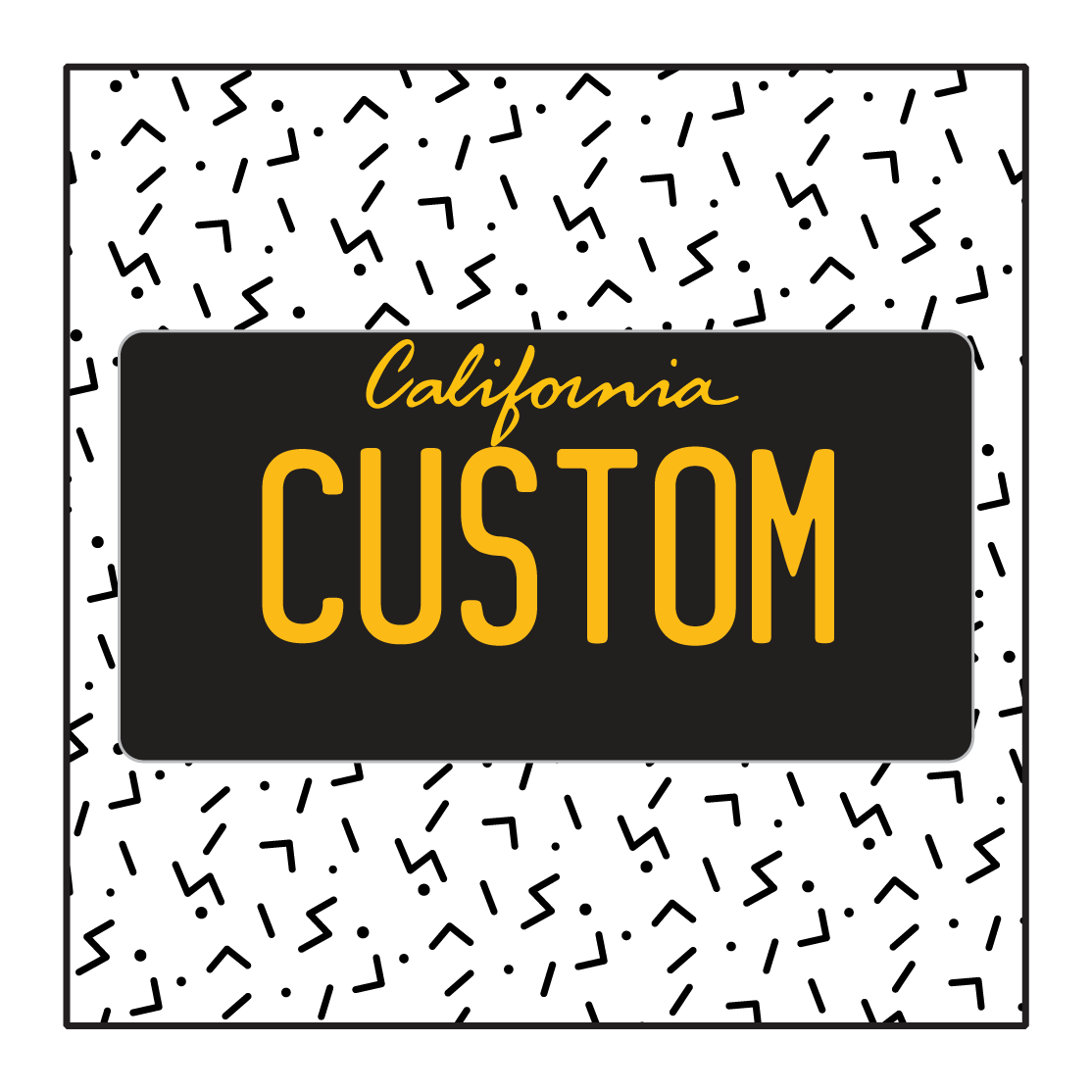 California Custom License Plate - Black/Yellow
