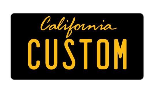 California Custom License Plate - Black/Yellow