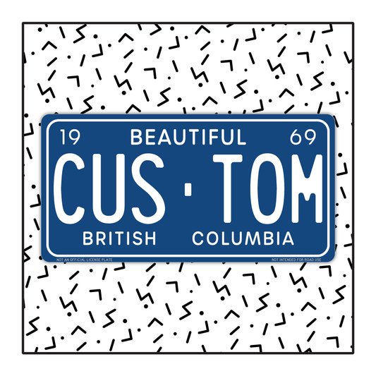 British Columbia Custom Vintage License Plate (1969)